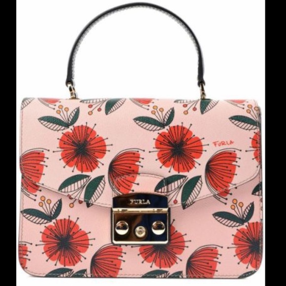 Furla Floral Printed Moonstone Leather Metropolis - Picture 1 of 9